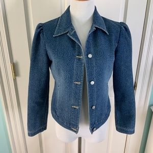 Kenzie Denim Jean Jacket Stonewashed Paisley Print